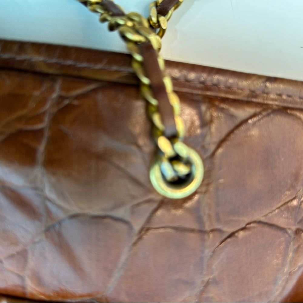 Vintage Genuine Leather by Reem Brown Croc Embossed Leather Tote Bag - Picture 16 of 16